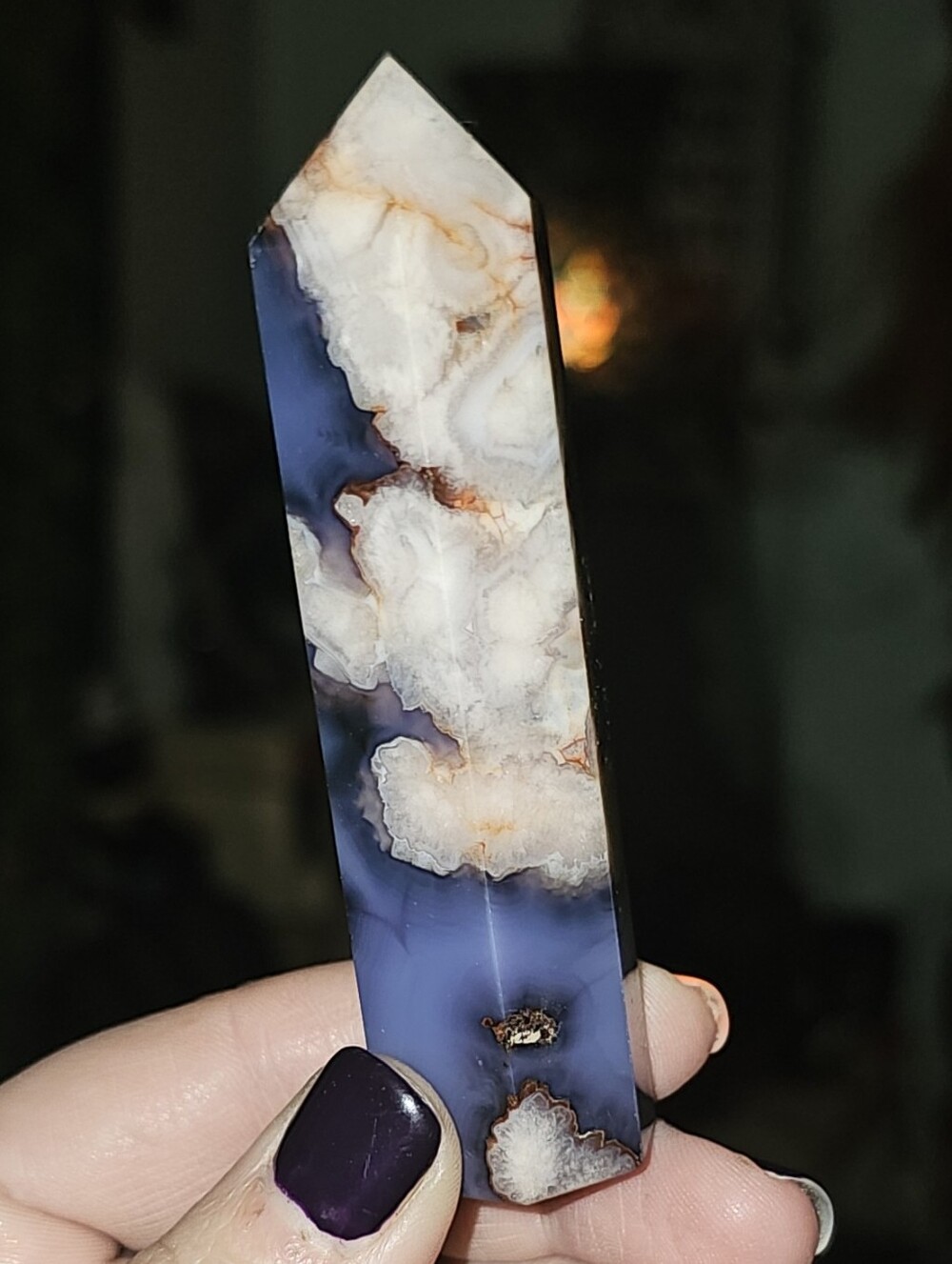 🎃🖤ON SALE FOR $28-ORIG $47👻STUNNING 76g Blue JapaneseSnowflake Flower Agate✨